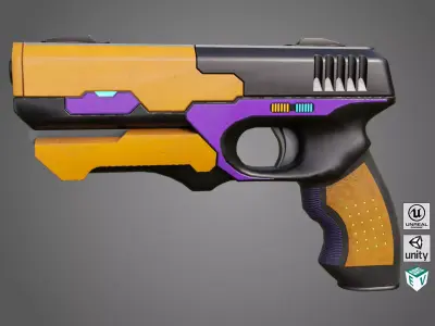 Sci-Fi Pistol 01 All PBR Unity UE Textures Included Low-poly 3D model