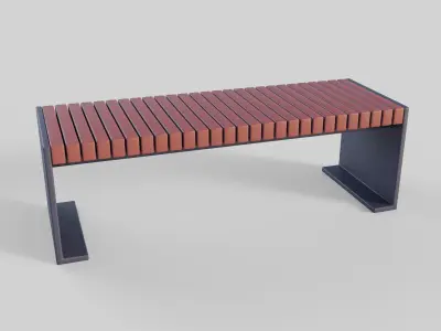 Cartoon Bench 9 Low-poly 3D model
