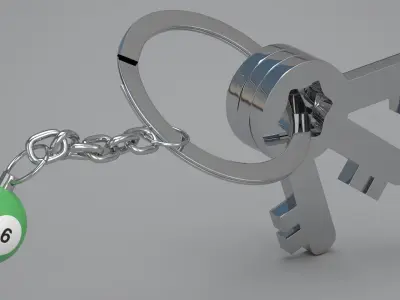 6 Pool Snooker Ball with Keychain 3D model