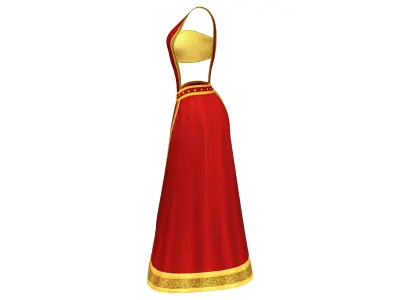Floor Length Saree Dress Low-poly 3D model