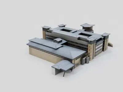 Royal Aberdeen Children Medical Hospital Low-poly 3D model