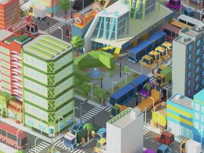 Simple Poly City 2 Low-poly 3D model