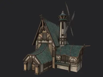 Nordic medieval house Low-poly 3D model