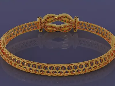 Diamond set twisted Rope bracelet 3D print model