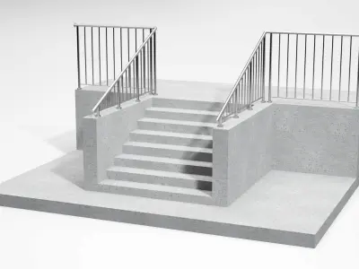 Stair railing 02 3D model