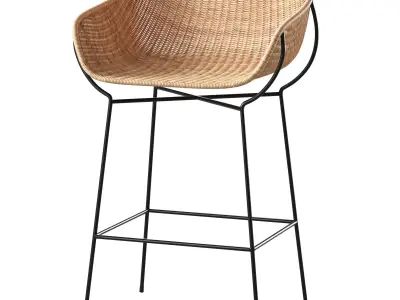 Wendel Rattan Bar by pottery barn 3D model