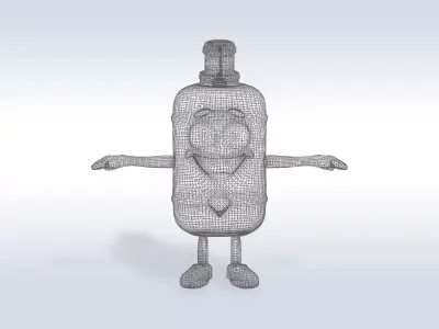 3D Cartoon character t pose flask back to school 3D model