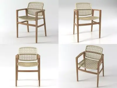 chair four rattan chairs 3D model purchase