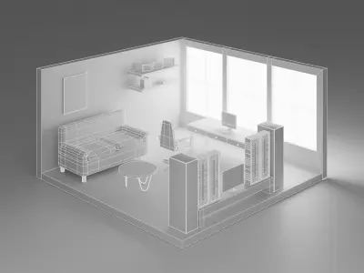 Stylized BedRoom Modular Low poly - 25 Assets Low-poly 3D model