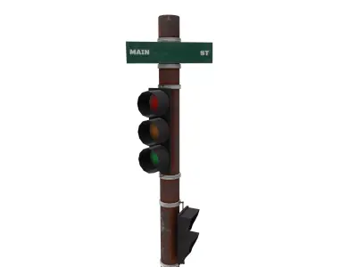 Traffic Light Low-poly 3D model 10