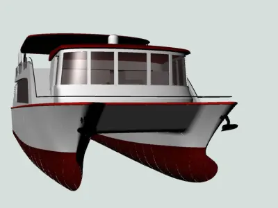 Catamaran pontoon boat 3D model