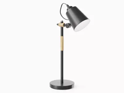 Adjustable Study Desk Lamp Black Low-poly 3D model