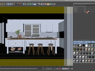 Corona - C4D Scene files - French Country Kitchen Interior 3D model