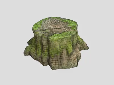 Tree Stump Mossy 4 Low-poly 3D model