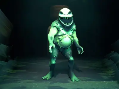 Swamp Monster with Algae Low-poly 3D model