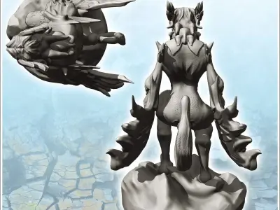 Crouching Winged Harpy 7 - Medieval Fantasy Magic Feudal Old Arc 3D print model