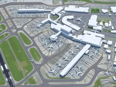 Dublin Airport  15km Low-poly 3D model