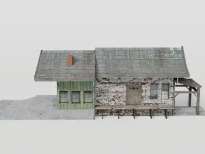 Railway cargo station Low-poly 3D model