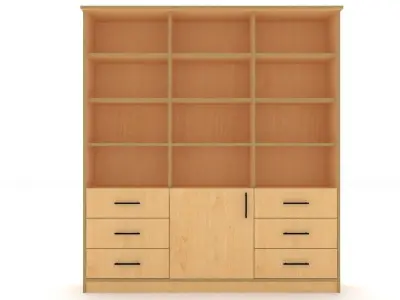 bookshelf 3 cover1 drawer6 plywood Low-poly 3D model