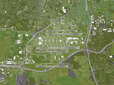 Atlanta 50x50km City Map Model 3D model