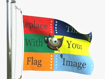 Flag Collection 1 pole flags 3D model