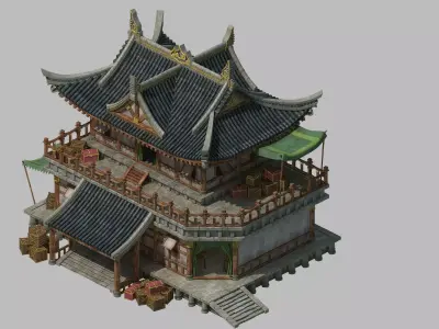 Game Architecture - main city - grocery store 01 3D model