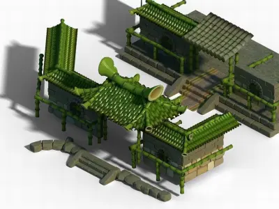 Game Dazhufeng - bamboo house 01 3D model