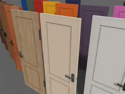 PBR Wood Door B3 Low-poly 3D model