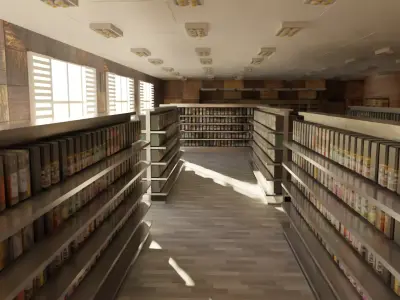 Supermarket interior Low-poly 3D model