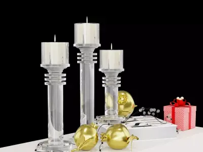 Christmas candle holder new year decor 3D model