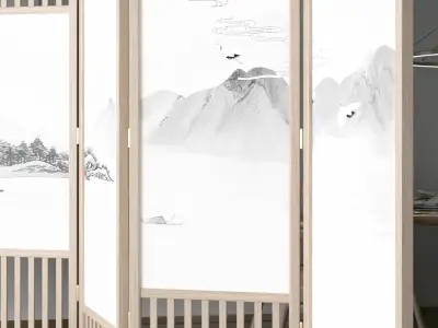 New painting ink Chinese screen 3D model