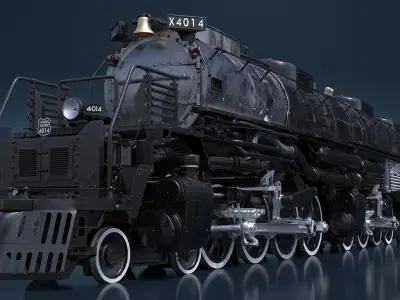  Locomotive Big Boy Rigged for Cinema 4D 