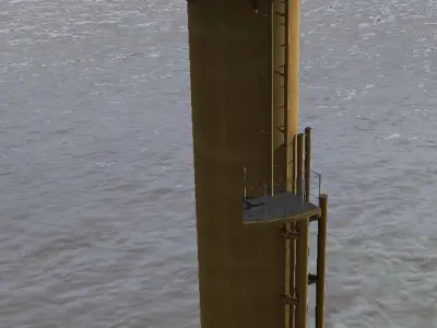 Offshore win turbine low-poly 3d model Low-poly 3D model