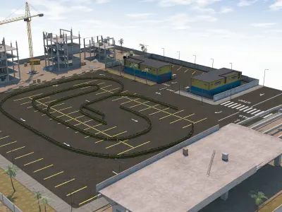 Drift Scene in Construction  Low-poly 3D model