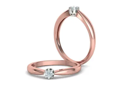 3mm Crown Solitaire Ring two-tone Ring 3dmodel 3D print model