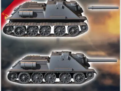 SU-122M assault gun - Soviet army WW2 Second World East front Os 3D print model