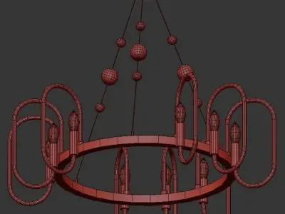 NISSA chrome chandelier with clear glass beads 3D model