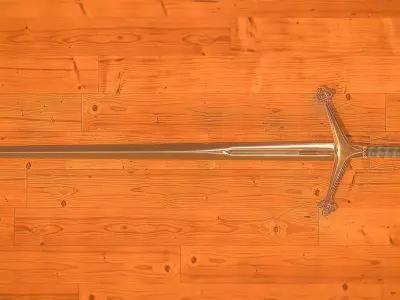 sword 3D model in middle of field at night 3D model