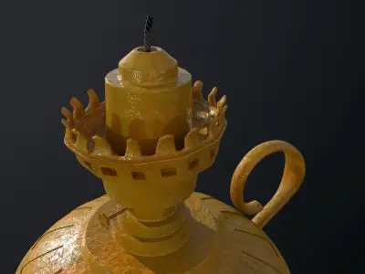 Old kerosene lamp 3D model Low-poly 3D model