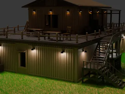 Wooden house full of details 3D model