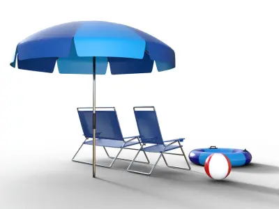  Beach Umbrella Ball Chair 3D model Low-poly 3D model