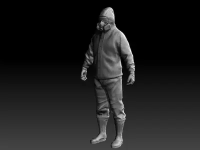 Man in Chemical Protection Suit  3D model