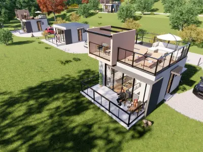 Bungalow vacation house tiny house  on 25m2 Low-poly 3D model