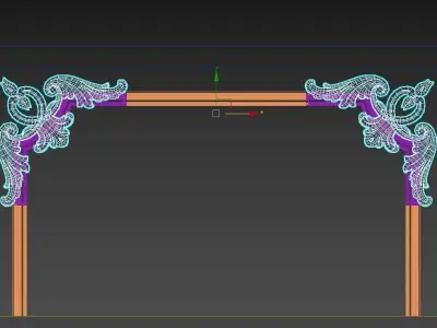 Sheathing ornate wooden frame Low-poly 3D model