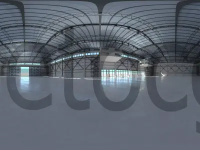 HDRI - Industrial Hangar Hall Interior 3 Texture
