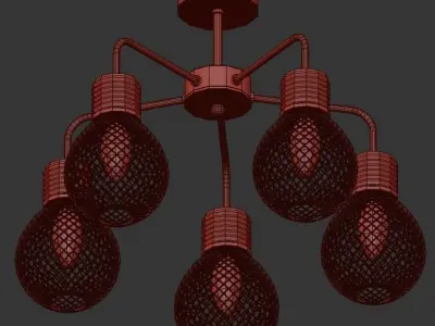 GRISSELL chandelier with five light bulbs 3D model
