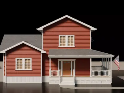 American Cottage House 11 Low-poly 3D model