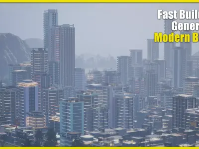 PBR - Collection of building model - Modern Block Low-poly 3D model