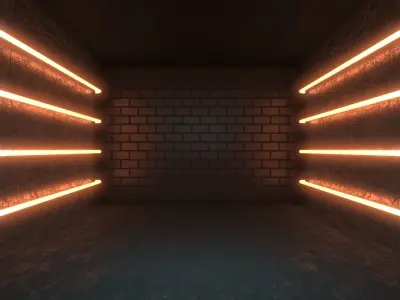 Neon sci fi studio scene background 3D model