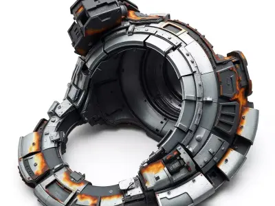 SciFi Industrial Rusted Component Low-poly 3D model